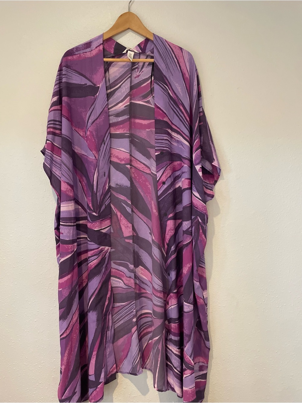 Kimono Cover Up H&M Purple Swirl Print Size M/L